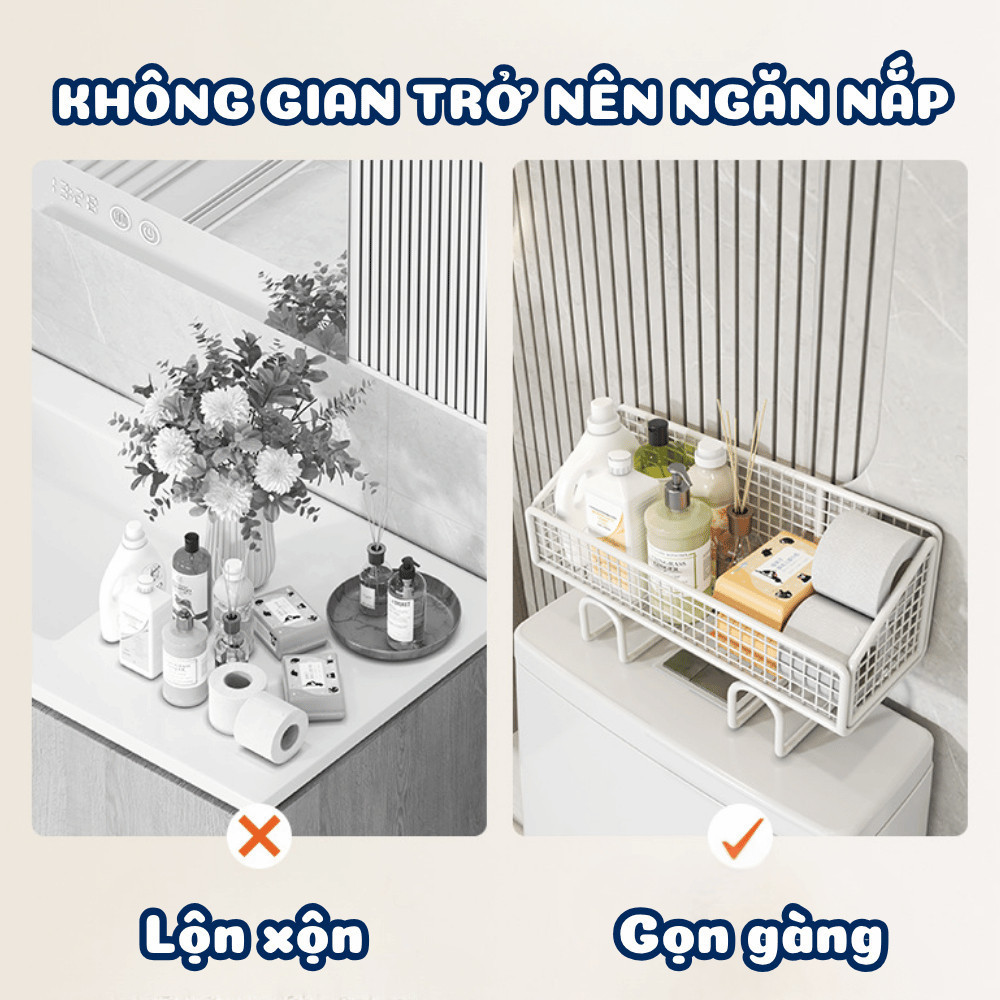 Kệ Nhà Vệ Sinh Gác Bồn Toilet  HOMIE Giá Để Đồ Nhà Tắm Chống Gỉ, Dung Tích Lớn, Thoáng Khí, Tiện Lợi