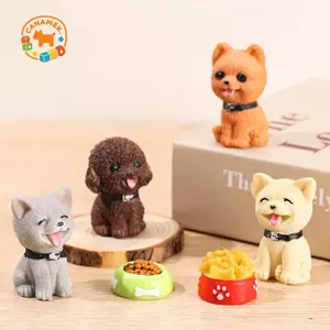 CANAMEK Kawaii Chó Tượng Nhựa Thủ Công Tượng Động Vật Mini Vườn Cổ Tích Để Bàn Trang Trí CSF
