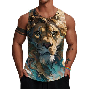 Tiger 3D Tank Top Nam, Áo Vest mát mẻ không tay mùa hè 2026, Áo thun động vật mềm mại thoáng khí dạo phố