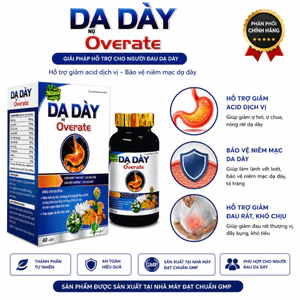 Viên Uống Dạ Dày Overate - Giảm Acid, Bảo Vệ Niêm Mạc, Hỗ Trợ Giảm Viêm Loét Hiệu Quả, Hộp 40 viên