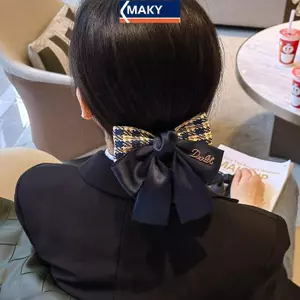 MAKY Nghề Y Tá Hàng Không Tiếp Viên Tóc Lưới Nhà Thơ Phụ Kiện Thanh Lịch Nơ Tóc Làm Việc Kẹp Tóc VN