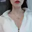 Bluelover Ngọc Trai Nelace Cho Nữ Đầy Kim Cương Giả Vỏ Titan Mặt Dây Chuyền Nelace Không Mòn Kim Loại Nelace Mới