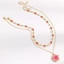 METUBE 2 chiếc/bộ vòng cổ nhiều lớp mạ vàng, mặt hoa, charm pha lê hồng hai lớp, bộ trang sức nữ