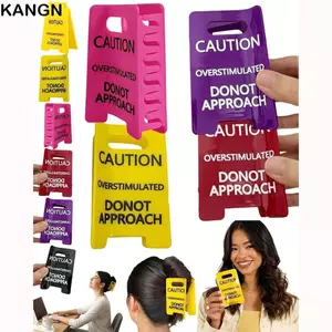 KANGN Dấu hiệu cảnh báo Kẹp móng vuốt tóc, Kẹp móng vuốt tóc màu vàng rực rỡ, Phụ kiện tóc mờ Phụ kiện tóc kích thích quá mức Cô gái Quà tặng