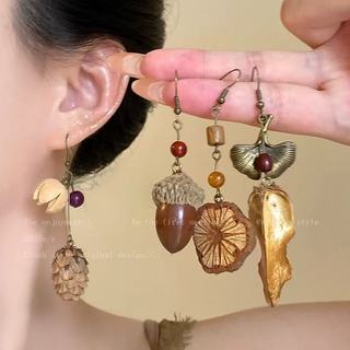 Phong Cách Dân Tộc Retro Trái Cây Tự Nhiên Mặt Dây Chuyền Bông Tai Nữ Mới Phong Cách Trung Hoa Độc Đáo Tua Rua Bông Tai Cổ Phù Hợp Với Hợp Thời Trang