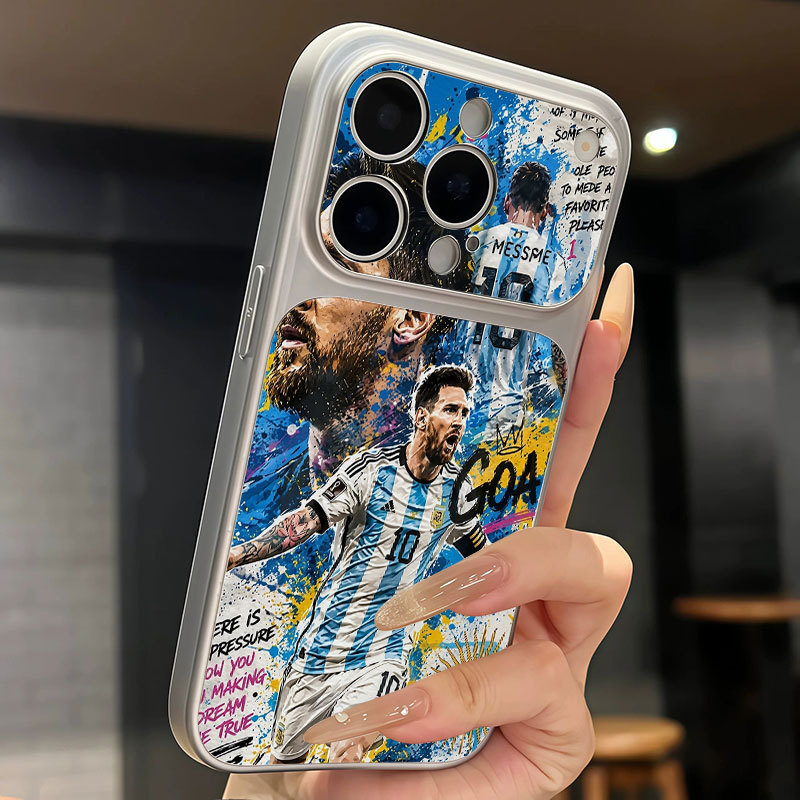 Ốp lưng iPhone Họa tiết da mạ phong cách Argentina số 10 họa tiết Messi iPhone 17 16 15 14 13 12 11 Pro Max Plus Max