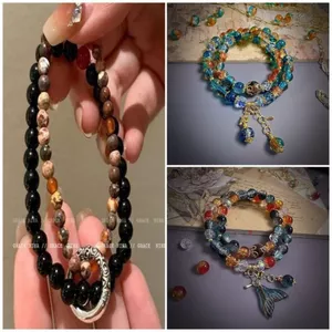 Sinh Viên Phong Cách Trung Hoa Đôi Vòng Tròn Xếp Chồng Vòng Tay Thoáng Mát Niche Thiết Kế Cao Cấp Đính Hạt Vòng Tay 6.23