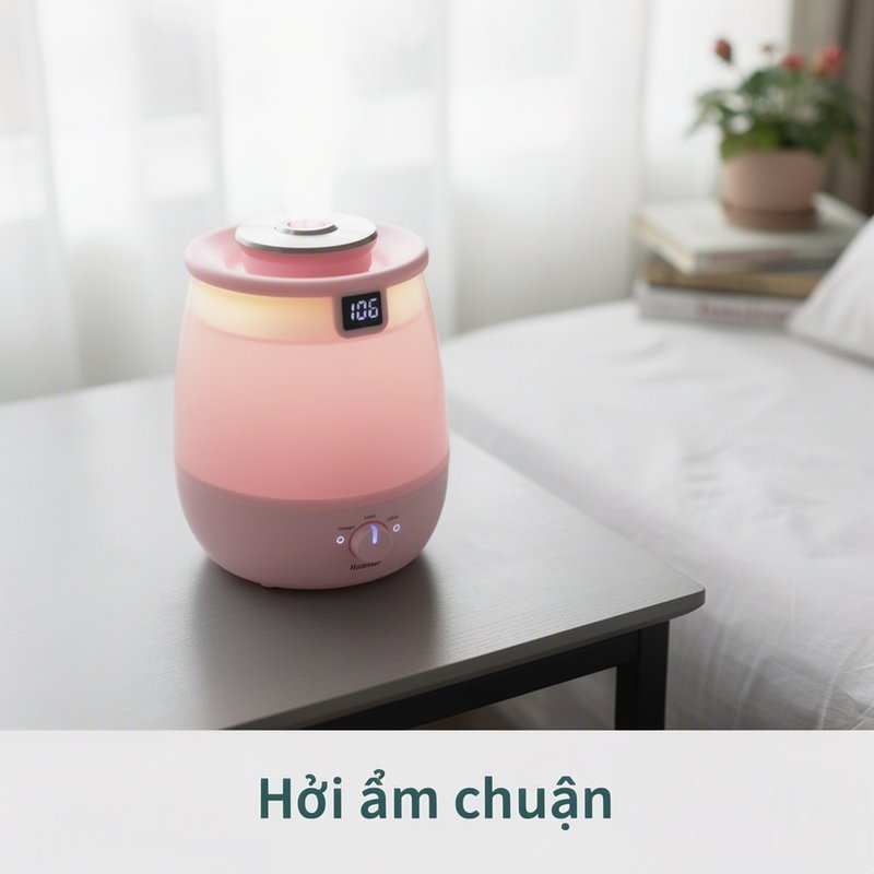 Máy Tạo Ẩm Phun Sương Kép Led Đèn Ngủ Cảm Biến Ẩm Nano Tự Ngắt An Toàn Type C 2 Lõi