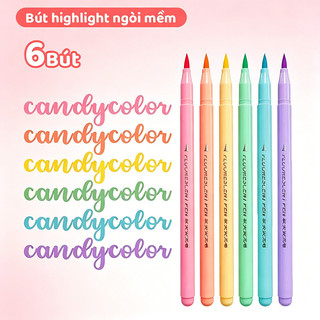 Bút dạ quang đánh dấu ngòi brush viết 6 màu candy tươi sáng cho học tập nghệ thuật tiện dụng hot