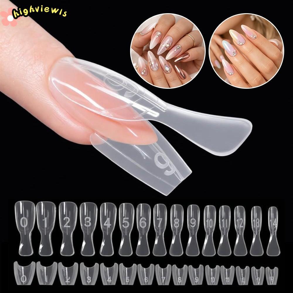 HIGHVIEWLS 240 Khuôn làm móng tay, mẫu siêu mỏng nhanh, đầu móng hình bầu dục, nối dài không vết, chuyên nghiệp