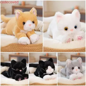 CODECOVED Đồ chơi sang trọng cho mèo mô phỏng, Gối mèo con sang trọng màu trắng / xám hoạt hình, Bộ sưu tập Búp bê mèo nhồi bông sang trọng nhồi bông sang trọng trẻ em