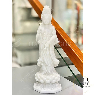 Tượng phật quan âm toạ sen đứng đá tự nhiên cao 40 cm HANMYNGHE
