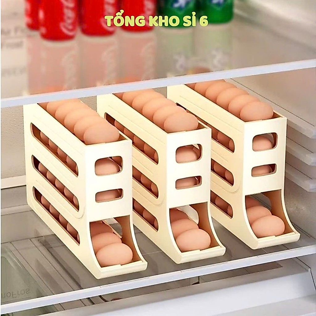 KHAY ĐỰNG TRỨNG TỰ LĂN 2 TẦNG/ 4 TẦNG,  Khay Đựng Trứng Tủ Lạnh Tự Lăn Thông Minh -  MA:KHAYTRUNG25