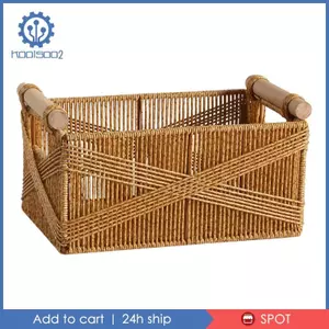 Giả Mây Giỏ Chứa Đồ Đa Năng Trang Trí Nhà Tay Cầm Bằng Gỗ Chắc Chắn Khung Sắt Chắc Chắn Nhà Tổ Chức Đồ Chơi