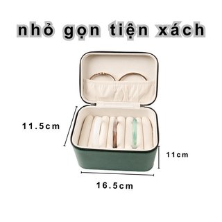 Hộp Bảo Quản Trang Sức Da PU Nhung Lót Chống Sốc Du Lịch Tổ Chức Vòng Cổ Vòng Tay