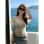 Thiết Kế Pháp Cổ Chữ V Chéo Ren Khâu Áo Thun Nữ Tay Ngắn Mùa Hè 2026 Phong Cách Mới Slim-Fit Top Hợp Thời Trang