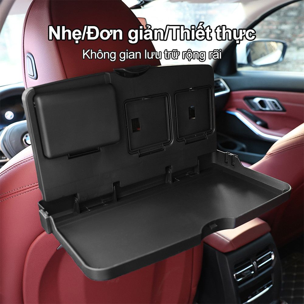 Bàn ăn ô tô gấp gọn treo lưng ghế đa năng, khay đựng đồ kèm giá đỡ điện thoại thiết kế tiện lợi gọn nhẹ cho xe hơi