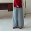 Quần trẻ em Phong cách mùa hè Bé gái phiên bản Hàn Quốc Quần jean thẳng màu trơn