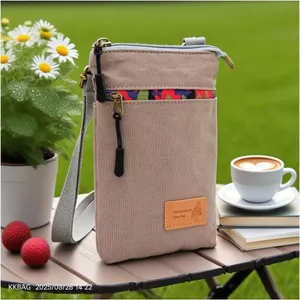 Mùa hè Phong Cách Mới Nhiều Màu Túi Vải Ba Lớp 23cm Màn Hình Lớn Messenger Túi Điện Thoại Di Động Có Thể Dây Cổ Ngực Túi Nữ Di Động Túi Nhỏ Dung Tích Lớn Treo Cổ