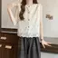 Áo Vest Ren PYCOU, Áo Vest Nữ Màu Trơn Cổ Tròn, Họa Tiết Jacquard Đa Năng Không Tay Áo Liền Quần Áo Cardigan Xuân Thu