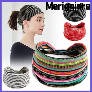 Băng đô rộng MERIGGIARE, Phụ kiện tóc Boho Yoga Hair Bands, Thời trang cực lớn quấn đầu nữ