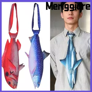 Cà vạt mèo con MERIGGIARE, Cà vạt nam hình cá sống động như thật, Thời trang cá mới lạ Vải Satin sáng tạo cà vạt cổ cho tiệc cưới