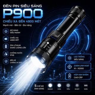 [COD]Đèn pin zoom cầm tay LED siêu sáng, chống nước IPX5, pin bền  nhựa USB có thể sạc lại đèn trắng
