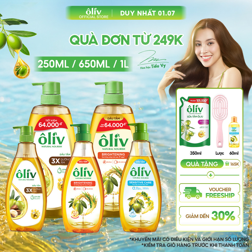 [SVIP] Dầu Tắm ÔLIV 3X Dưỡng Ẩm/Dưỡng Sáng Da/Dành Cho Làn Da Nhạy Cảm 250ML/650ML/1L