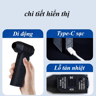 Quạt Thổi Bụi Mini 130000RPM - Nhỏ Gọn, Gió Mạnh 52m/s, Đèn Pin Sáng, Pin Sạc Tiện Lợi