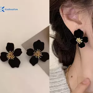 Kudosation Bông Tai Hoa Nhung Floo Bông Tai Tính Khí Cao Cấp Không Khí Bông Tai Nữ Trang Sức Đẹp