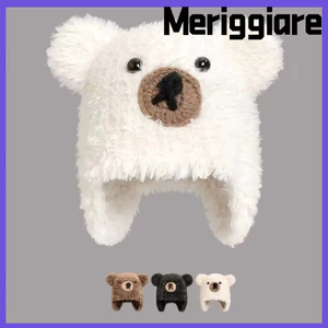 Mũ bảo vệ tai MERIGGIARE, Mũ chui đầu tai gấu dày màu trơn, sang trọng thông thường Giữ ấm Mũ beanie Kull cho du lịch ngoài trời Đi xe đạp