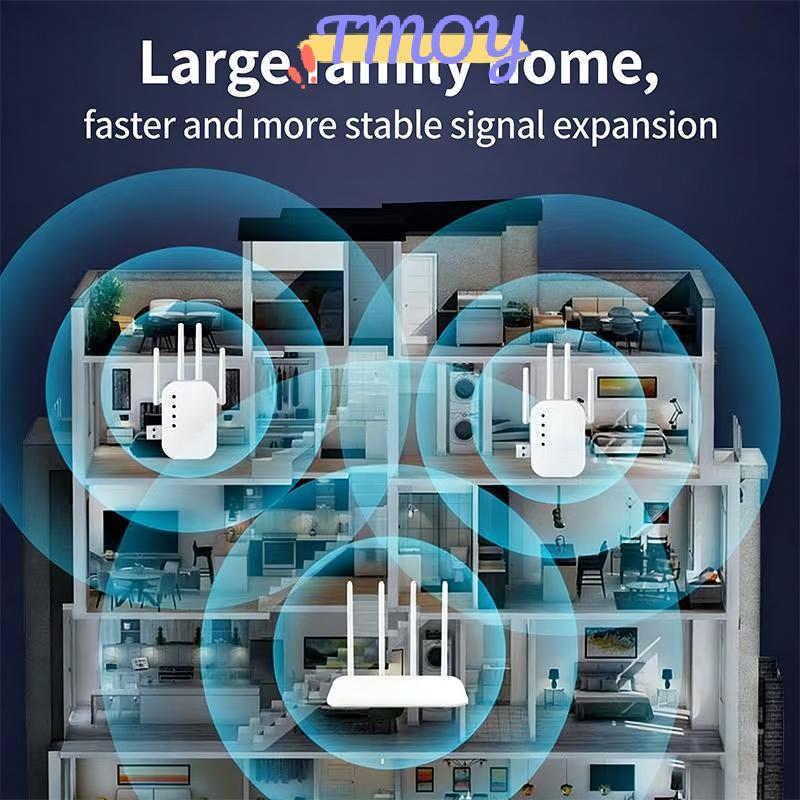 TMOY Bộ mở rộng phạm vi WiFi có dây Bộ khuếch đại tăng cường tín hiệu Bộ lặp kết nối nhanh cho phòng ngủ Nhiều thiết bị Mạng gia đình TMOY