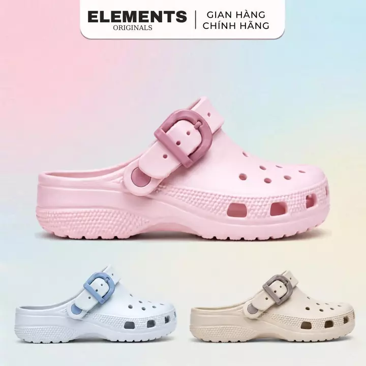 E23 Dép sục nam nữ ELEMENTS Buckle Clog EVA nguyên sinh quai khoen nhựa siêu nhẹ chống trượt đi biển đi chơi