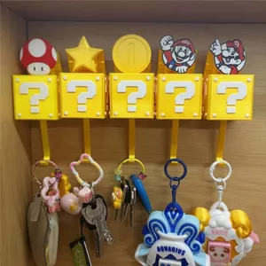 Hàng sẵn có Mario Câu hỏi Mark Box Móc lối vào vui nhộn Trang trí hoạt hình Lưu trữ chìa khóa Nhà sáng tạo 3D In Niche Mặt dây chuyền