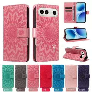 YJD Ốp Lưng Cho Vivo X300FE Dập Nổi Da Hướng Dương Khe Cắm Thẻ Dây Đeo Tay Chống Rơi Vỏ Điện Thoại