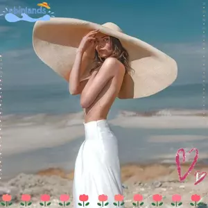 Mũ đi biển cỡ lớn EBINLANDS, Mũ chống nắng vành rộng lớn có thể gập lại 70cm, Mũ rơm du lịch chống tia cực tím