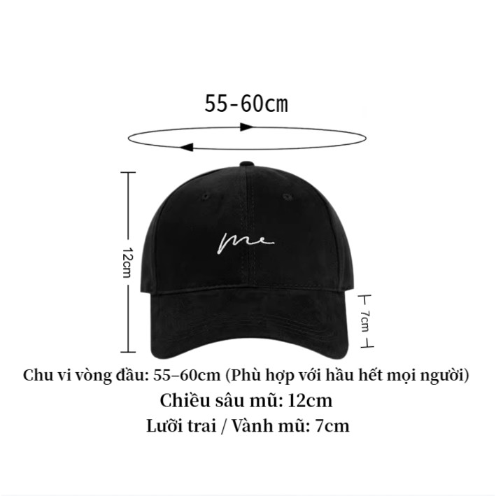 Mũ lưỡi trai vành cong Hàn cotton thêu hoa lưới thoáng khí màu trơn Nón lưỡi trai thời trang nam nữ