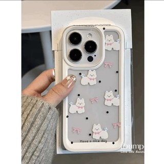 ibumpers Ốp Điện Thoại iPhone Họa Tiết Chó Con Hàn Quốc Dễ Thương Ốp Lưng Trong Suốt Cho IPhone 16 15 14 12 13 11 Pro Max IP 7 8 Plus X XS XR