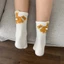Tất Cotton BORAGETE, Tất Ống Giữa Trứng Mèo Ba Chiều, Thoải Mái Mềm Mại Hoạt Hình Hút Mồ Hôi Cặp Đôi Tất Mặc Thường Ngày