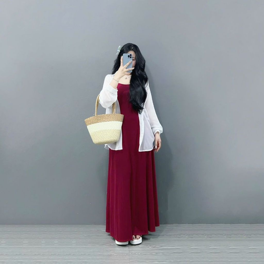 Váy 2 Dây Bigsize  CÔ NHỎ  Nữ– Đầm Ôm Xòe , Chất Gân Tăm Co Giãn, Thời Trang Big Size G201