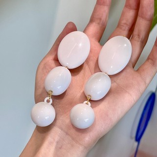 1 Đôi bông tai hạt hình bầu dục dài thanh lịch kiểu Pháp