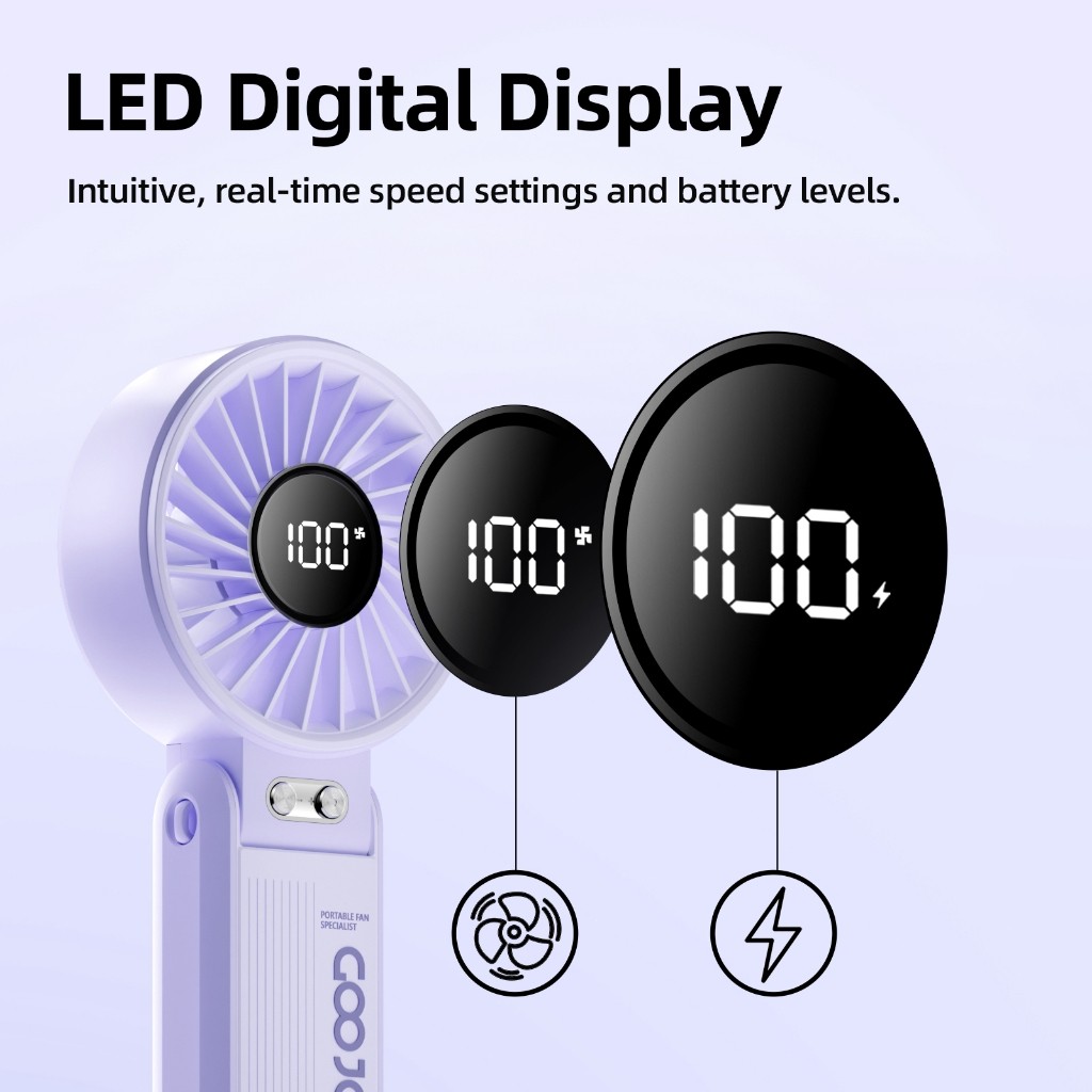 Quạt Goojodoq 4000mAh tốc độ cao Năng lượng mặt trời Quạt cầm tay Turbo100 Gear Wind có thể gập lại