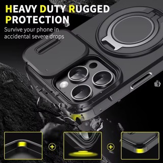 [JLK] Vỏ giáp sạc không dây từ tính sang trọng cho iPhone 17 Air 16 15 14 13 12 11 Pro Max Vỏ bảo vệ Camera trượt