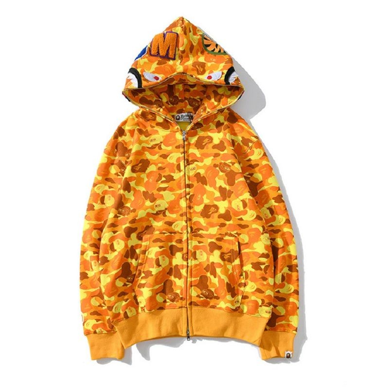 Bape Nam Nữ Zip Up Áo Khoác Cá Mập In Hình Áo Khoác Thời Trang Dạo Phố