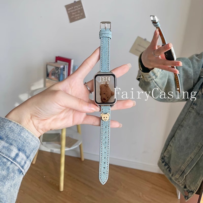 Dây Đeo Denim Cho Xiao Mi Band 10 Pro 9Pro Dây Đeo Tay Cho Mi Band 8 Pro Cowboy Watchband Cho Redmi Watch 5 4 Accessorie