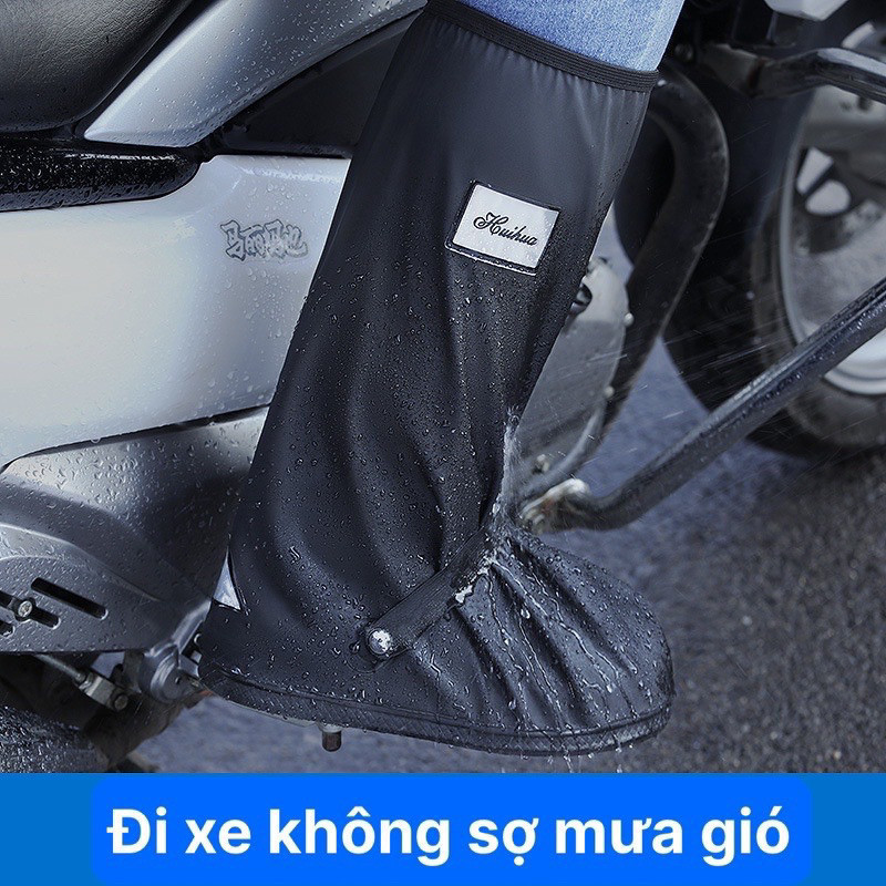 Ủng Đi Mưa Có Khoá Kéo 2 Lớp, Bọc Giày Đi Mưa Cổ Cao Chống  Thấm 100% Trơn Trượt, Chất Liệu PVC