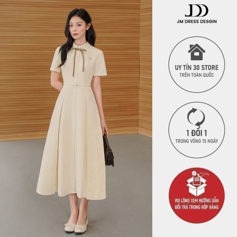 Đầm cổ đức xếp ly chụm dài 1S26.2503K, đầm dài váy sơ mi dáng dài thanh ...