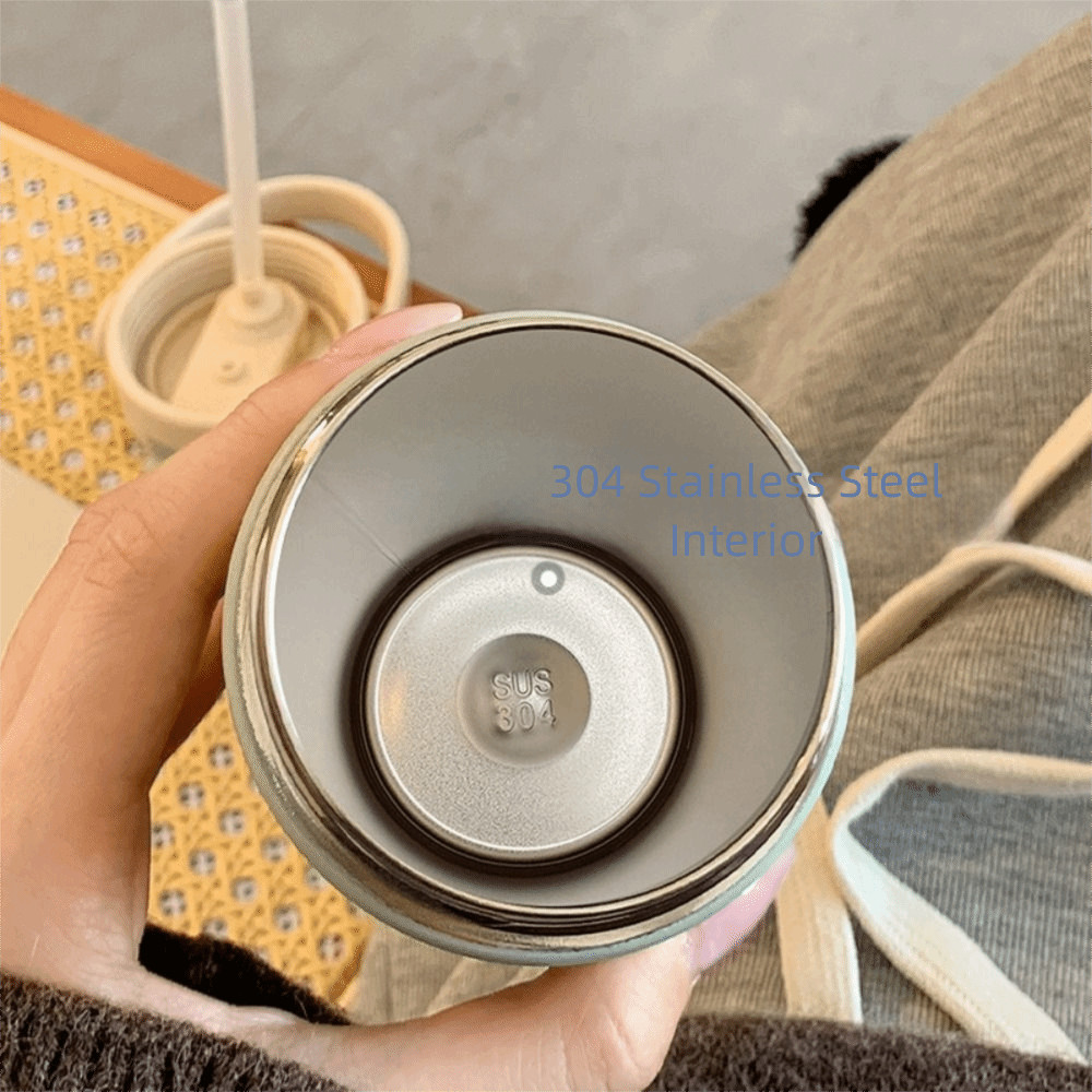Cốc giữ nhiệt bằng thép không gỉ DELMER, Chai uống nước di động dung tích cao 500ml, cách nhiệt hoặc làm mát Cốc du lịch ống hút kép chống rò rỉ Văn phòng