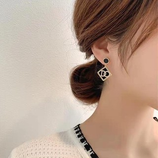 Bông tai bạc 925 hình học với họa tiết chữ hoàng tử Wen - Kiểu dáng mới lạ và sang trọng