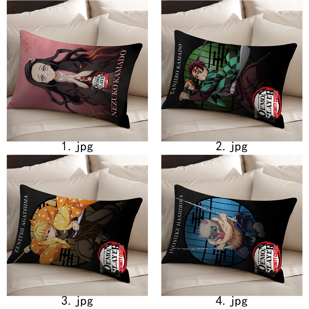Vỏ gối hình chữ nhật Demon Slayer Kimetsu no Yaiba Vỏ gối Polyester in một mặt (Không có lõi)